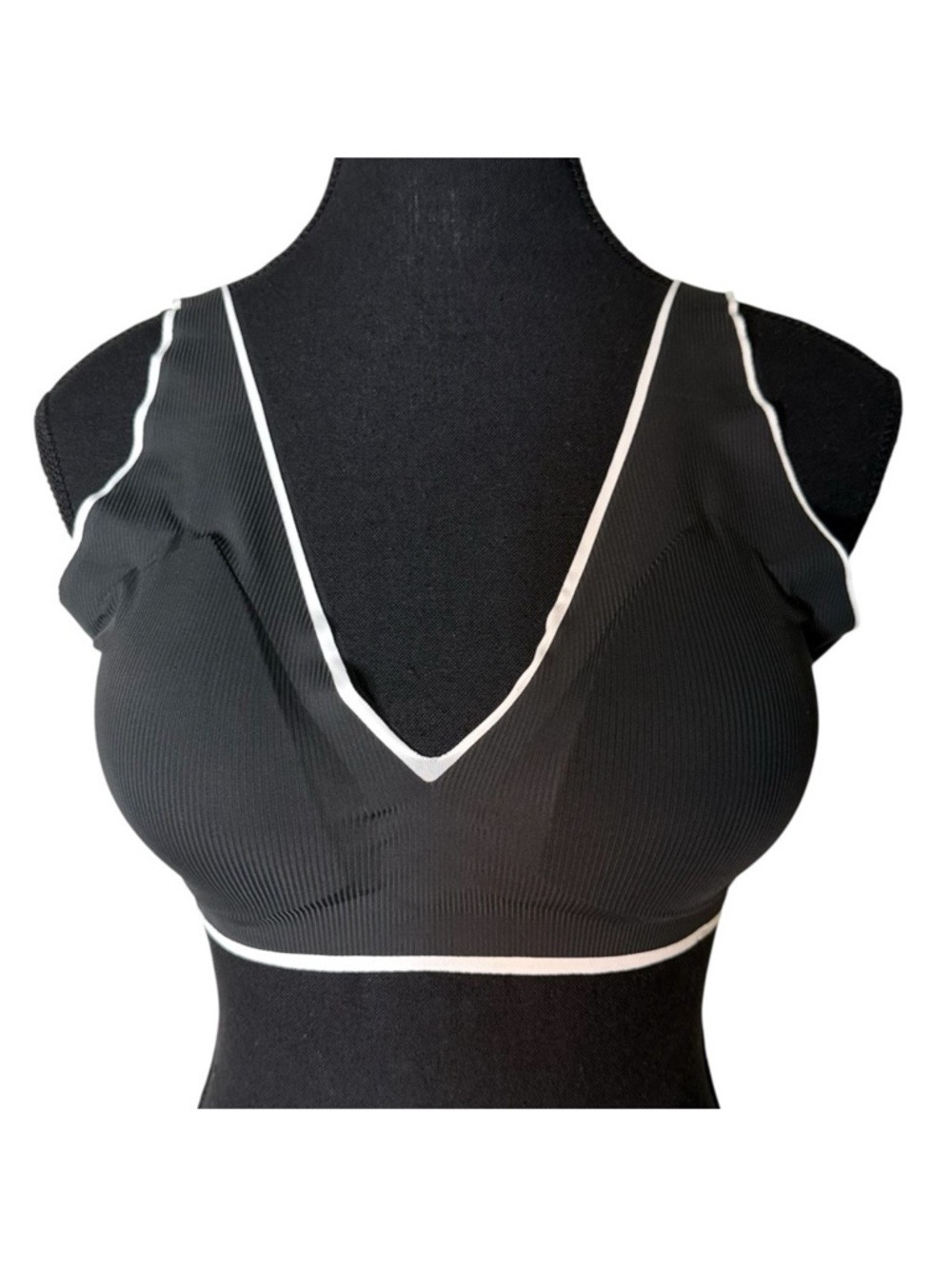 LUCKY BRAND New Without Tags Wireless Ribbed Lightweight Bra Triangle Black XL